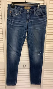 Dear John Denim Joyrich Comfort Skinny Size 29 Womens Jeans Dark Wash Distress - Picture 1 of 9