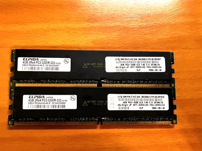 Lote de 2 - Elpida EBE41RE4AAHA-4A-E PC2-3200R-333-10-KO 4GB Servidor Memoria RAM Foto 1 de 2