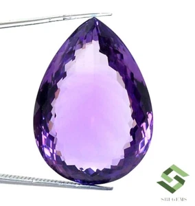 Certified Natural Amethyst Pear Cut 27x19 mm 36.75 CTS Faceted Loose Gemstone - Picture 1 of 9