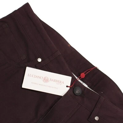 Pantalones Luciano Barbera NUEVOS CON ETIQUETAS 5 Bolsillos Corte Jean Talla 50 34 EE. UU. En Algodón Púrpura Sólido Foto 1 de 4