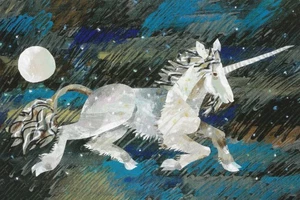 Postcard Eric Carle - Unicorn - Illus for Dragons, Dragons & Other Creatures MNT - Picture 1 of 1