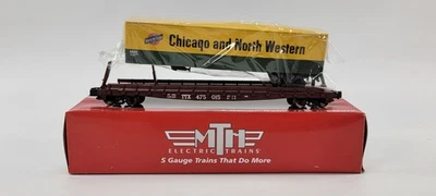 S-Gauge MTH 35-76001 Chicago Northwestern / CNW Flat Car w/Trailer - NIB - Image 1 of 4