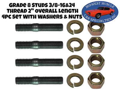 Cabezal de pernos colector de admisión de escape de 3/8" grado 8 calidad 2" de largo para ChryslerB76 Foto 1 de 4