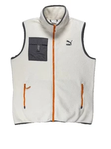 PUMA XTG Trail Pocket Fleece Gilet Vest White/Orange/Gray - Picture 1 of 8