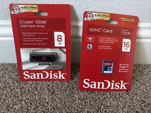 New Scandisk 16GB SDHC Memory Card and 8 GB USB Flash Drive - - Picture 1 of 5