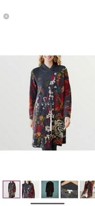 J. Jill Madison Floral Blooms Grey Wool Heavyweight Duster Sweater Cardigan LP - Bild 1 von 12