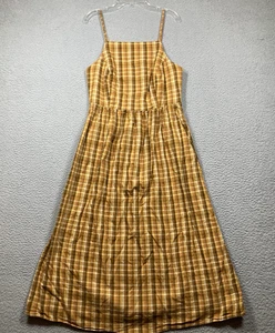 Old Navy Midi Sommerkleid Damen Medium gelb kariert Spaghettiträger Retro 70er - Bild 1 von 14