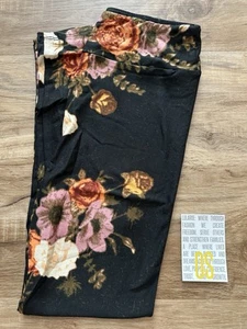 NEW RELEASE LuLaRoe OS One Size Leggings Beautiful Flower Black Background Print - Picture 1 of 3