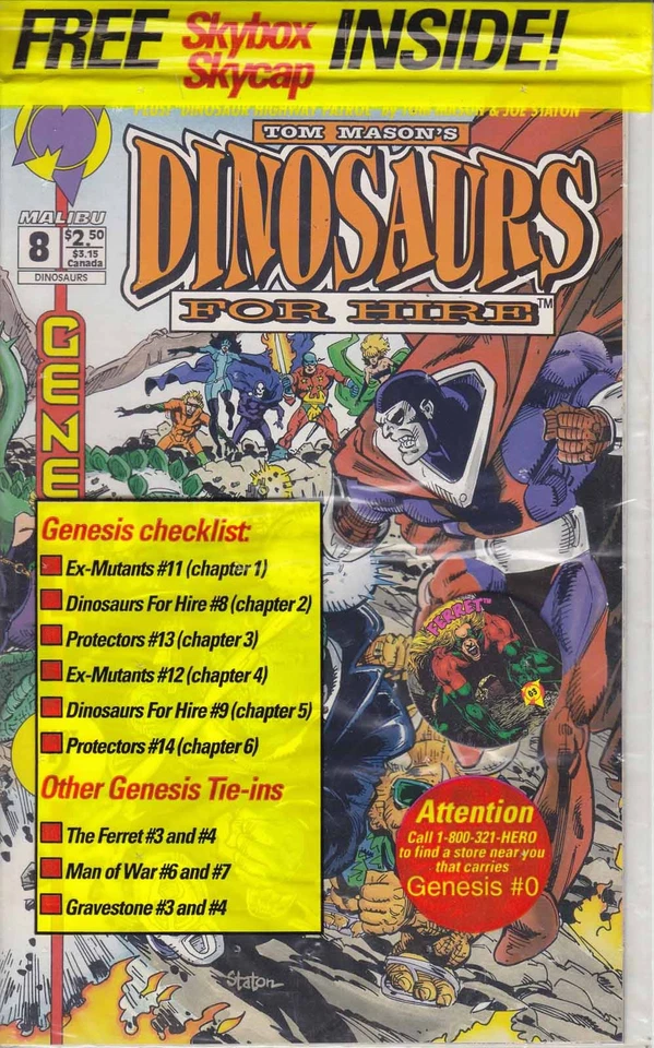 Dinosaurs for Hire (Malibu) #8C (in bag) VF/NM; Malibu | with G3 pog Ferret - w/ - Image 1 of 1