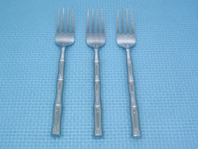 Juego de 3 tenedores de ensalada Hampton Silversmiths BAMBOO 7 1/8" cubiertos de acero inoxidable Foto 1 de 3