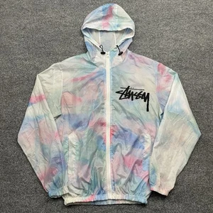 Chaqueta Stussy Para Hombre Rosa Mediana Cortavientos Tecnología Sudadera con Capucha Patinador Grunge Y2K Años 90 - Imagen 1 de 14