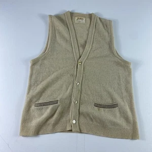 Vintage Jantzen Pullover Weste Herren groß beige Wolle Knopfleiste Taschenbesatz 70er USA - Bild 1 von 7