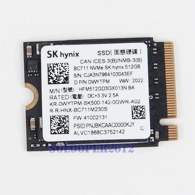 New SK Hynix 512GB NVMe PCIe M2 2230 SSD BC711 30mm HFM512GD3GX013N OEM - Image 1 of 4