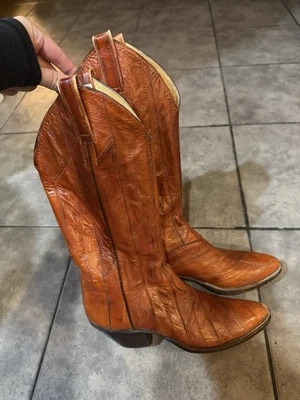 Botas vaqueras occidentales vintage Mercedes PIEL DE ANGUILA HECHAS A MANO PERSONALIZADAS talla 6 Foto 1 de 4