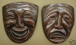 Comedy and Tragedy Pair Theatrical Mask Wall Hanging - Picture 1 of 1