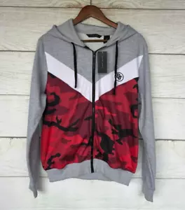 Sean John Sweatshirt Mens Size Medium Full Zip Red & Grey Camo Hoodie New M - Picture 1 of 3
