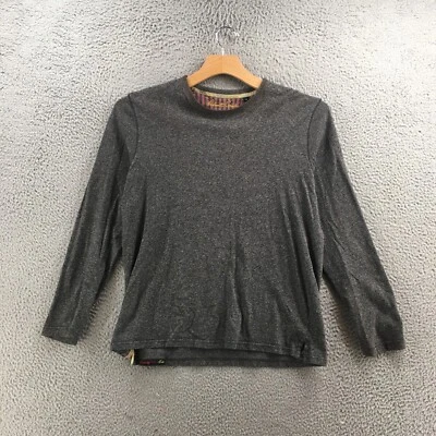 Camiseta Robert Graham Mujer L Gris Algodón Manga Larga Pullover Cuello Redondo Foto 1 de 4