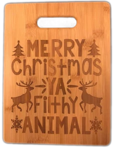 FELIZ NAVIDAD Ya Sucio Animal Hogar Solo Tabla de Cortar Bambú Grabada Madera - Imagen 1 de 1