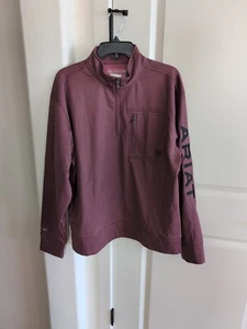 Ariat Team LOGO 1/4 Zip Large Maroon Men's Softshell AriatTek Sweatshirt - Picture 1 of 10