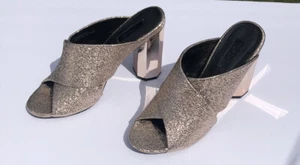 Top Shop rose gold chrome shoes Heels Glitter Gold Bling Pumps Size 8.5 - Picture 1 of 12