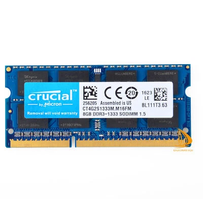 Crucial 8GB 2Rx8 PC3-10600S DDR3-1333Mhz SODIMM Laptop Memory RAM 1.5V 204Pin @d - Image 1 of 4