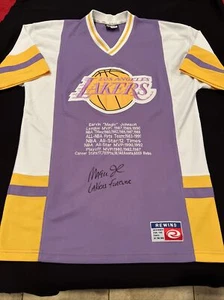 š„Magic Johnson Lakers Signed Warm Up W/Inscā Lakers Foreverā & Stats PSA/DNA - Picture 1 of 11