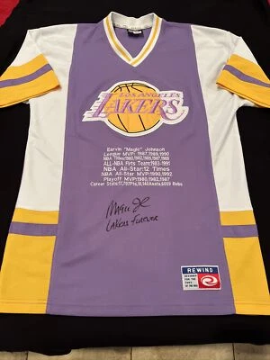 🔥Magic Johnson Lakers Signed Warm Up W/Insc” Lakers Forever“ & Stats PSA/DNA - Image 1 of 4