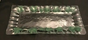 Glass Rectangular Serving Tray, Green Leaves 15" x 6 3/4" - Picture 1 of 1