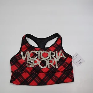 NWT Victoria's Secret Sport Red Plaid Racerback Minimum Support Bra /Size L - Picture 1 of 4