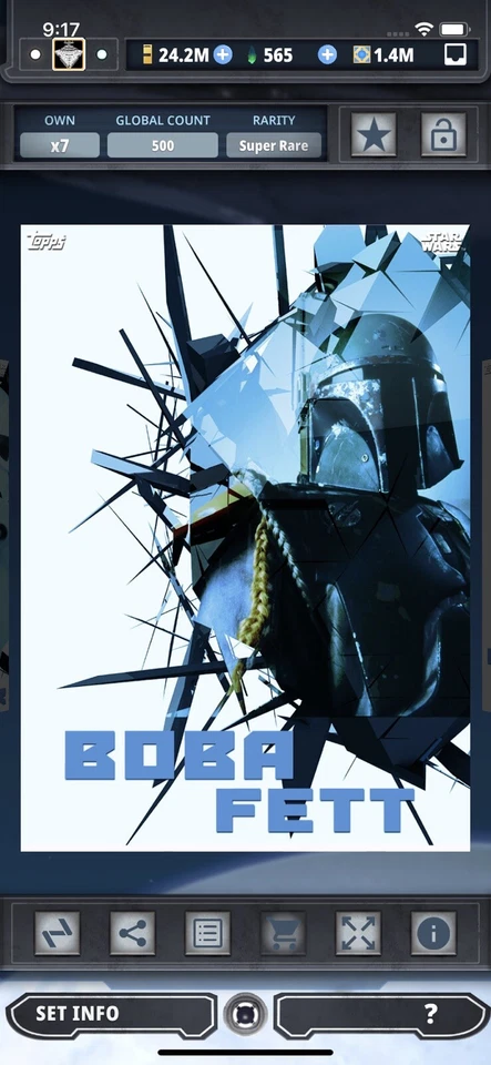 Topps Star Wars Digital Card Trader Blue Boba Fett Prism 2 Insert - Image 1 of 1