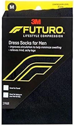 Dress Socks for Men Firm Compression Medium Black 1 Pair (Pack of 2) - Image 1 of 4
