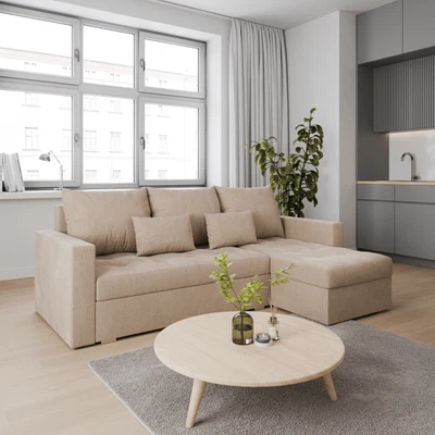 DAKO FURNITURE Corner Sofa Bed DAKO FOSTER Two Storage Nine Colours Available -- BEST DEAL