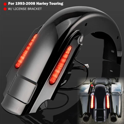 Rear Extended Fender w LED Light For Harley Touring Road King Street Glide 93-08 - Image 1 of 4