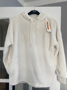 Super cosy BNWT M&S ivory faux fur fleece loungewear hoodie - Picture 1 of 3