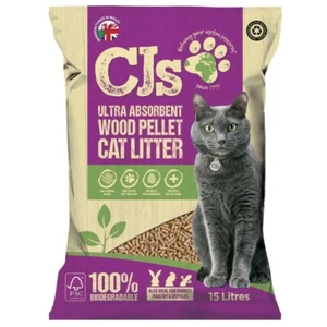 Cj'S 15 Litres Wood Pellet Responsibly Sourced Cat Litter Premium Pinewood Based - Picture 1 of 1