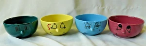 Set of 4 Livingware Collection 3D Funny Face Ceramic Bowls - Picture 1 of 8