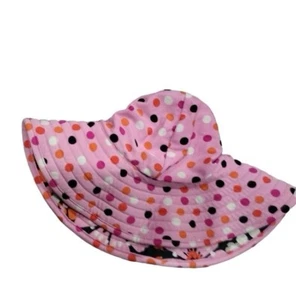 Hanna Andersson sun hat reversible girls  pink polka dot flowers Wide Brim - Picture 1 of 3