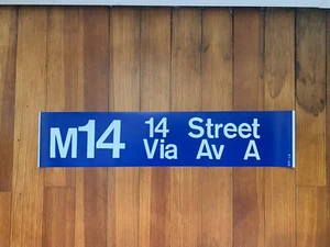 NY NYC BUS ROLL SIGN 1974 GM M14 14th STREET AVENUE A EAST VILLAGE ALPHABET CITY - Picture 1 of 6