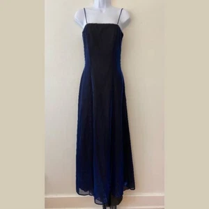 Vestido Formal Vintage Morgan and Co. Linda Bernell Azul Iridiscente Negro Talla 7/8 - Imagen 1 de 9