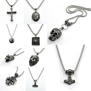 Thorhammer Anhänger Edelstahl Kette Mjölnir Wikinger Diverse Löwe Wolf - Bild 1 von 27