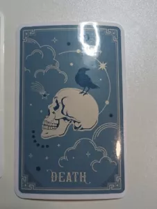 DEATH Tarot ""Karte"" blau gestanzt bedruckter Vinyl Aufkleber - Bild 1 von 4