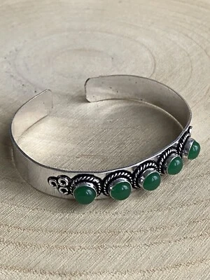 Brazalete de piedras preciosas de ónix verde múltiples piedras preciosas plata esterlina enchapado 925 Foto 1 de 3