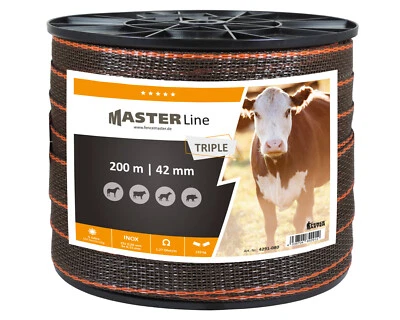 FENCEMASTER 42mm Breitband, Weidezaunband Elektrozaun: 21 Leiter, UV beständig, Reissfest