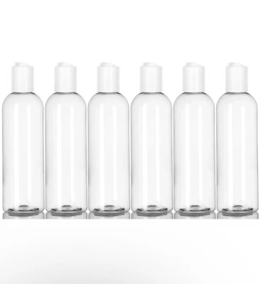 8 oz Clear Plastic Cosmo Bottles w/ White Disc Cap - 6 Pack (FREE Ship) - Image 1 of 2