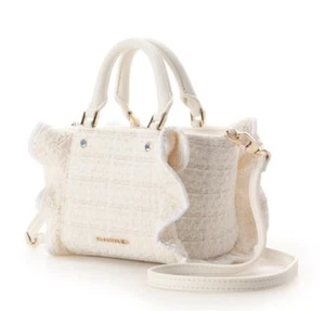 Samantha Vega Tweed frills Mini White 2Way Handbag Shoulder bag  frill  NEW Gift - Picture 1 of 19