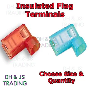 Insulated Flag Terminal Connectors Crimp On Right Angle Terminals Connector 90° - Picture 1 of 1