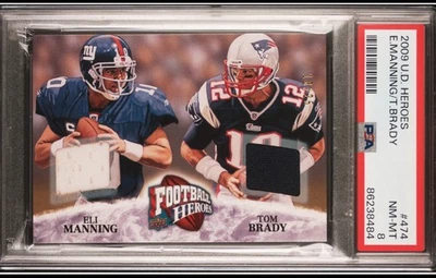 2009 UPPER DECK HEROES TOM BRADY #474 GAME-WORN PATCH 10/25 PSA 8 PATRIOTS - Image 1 of 3