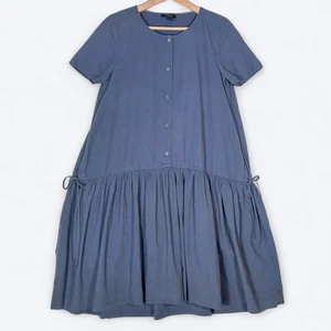 COS Drawstring Organic Cotton Dress Women's XS Prairie Boho Oversized Pockets - Picture 1 of 9
