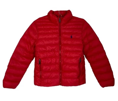 Polo Ralph Lauren Puffer Jacket Youth Boys Medium Size 10-12 Red Full Zip - Image 1 of 4