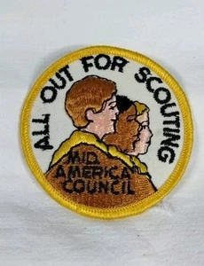 Parche bordado Mid-America Council Boy Scouts BSA All Out for Scouting años 60 - Imagen 1 de 3